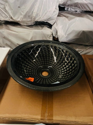 black round diamond glass basin
