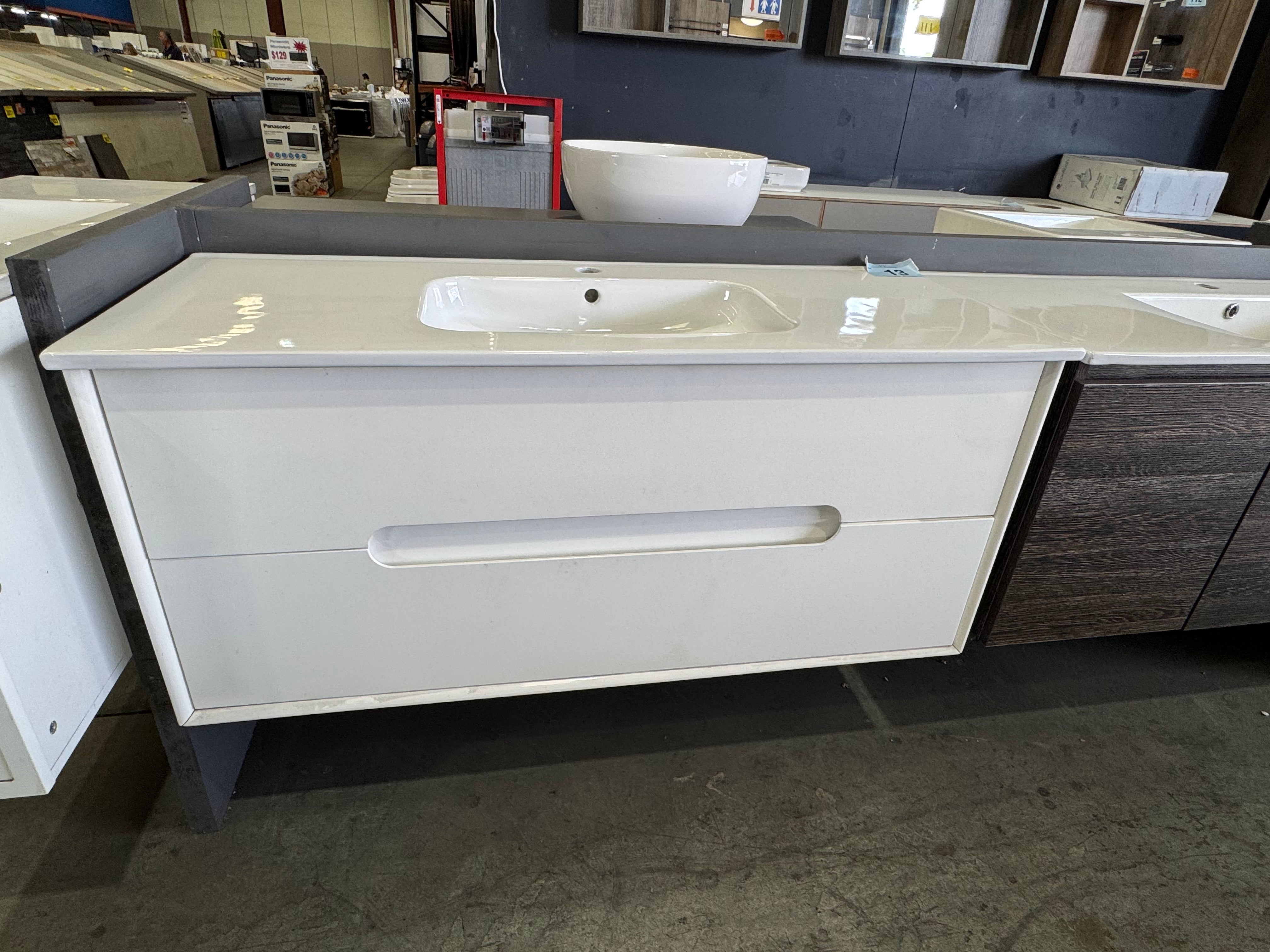 White gloss Wentworth 1200mm wall-hung vanity (Pick up only)
