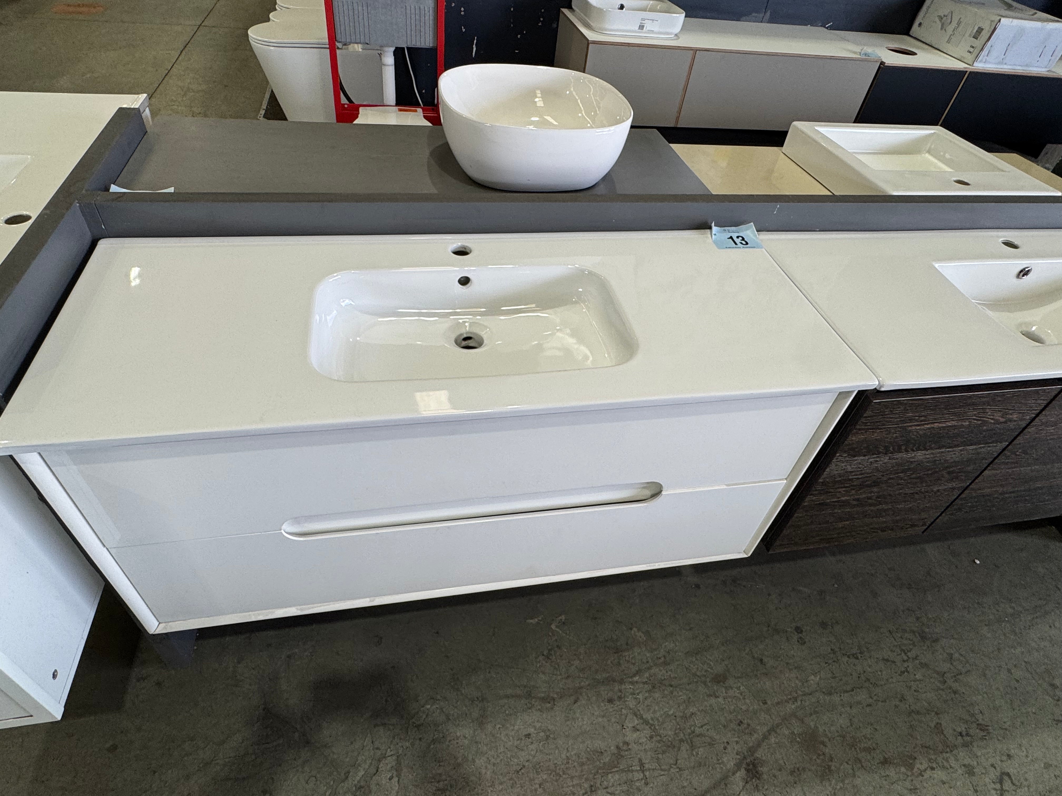 White gloss Wentworth 1200mm wall-hung vanity (Pick up only)