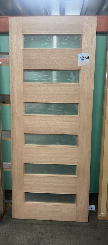 Woodcraft timber 6 lite frosted-glass entrance door (pick up only)