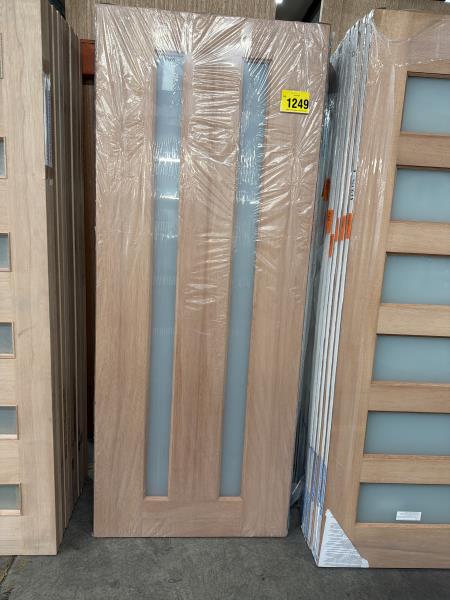 820x2040x40mm Maple veneer frosted 2 lite entrance door (Pick up only)