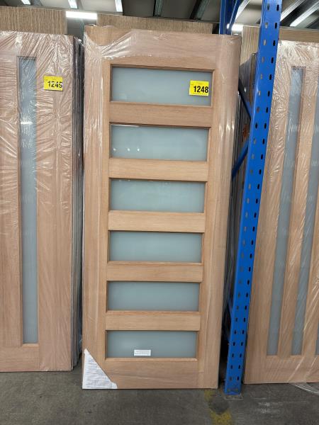 820x2040x40mm Maple Veneer Frosted 6 lite entrance door (Pick up only)