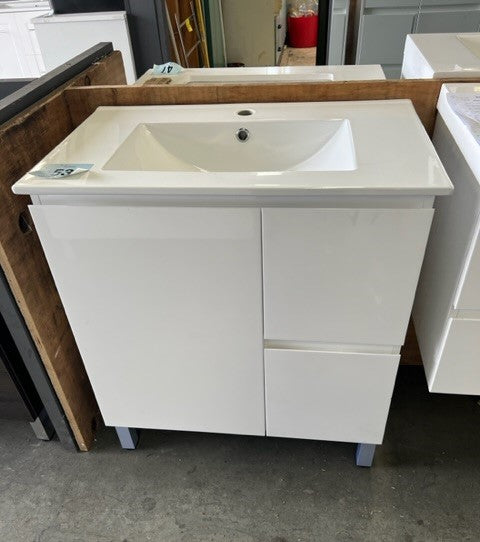 750mm White gloss Aria ensuite vanity (Pick up only).