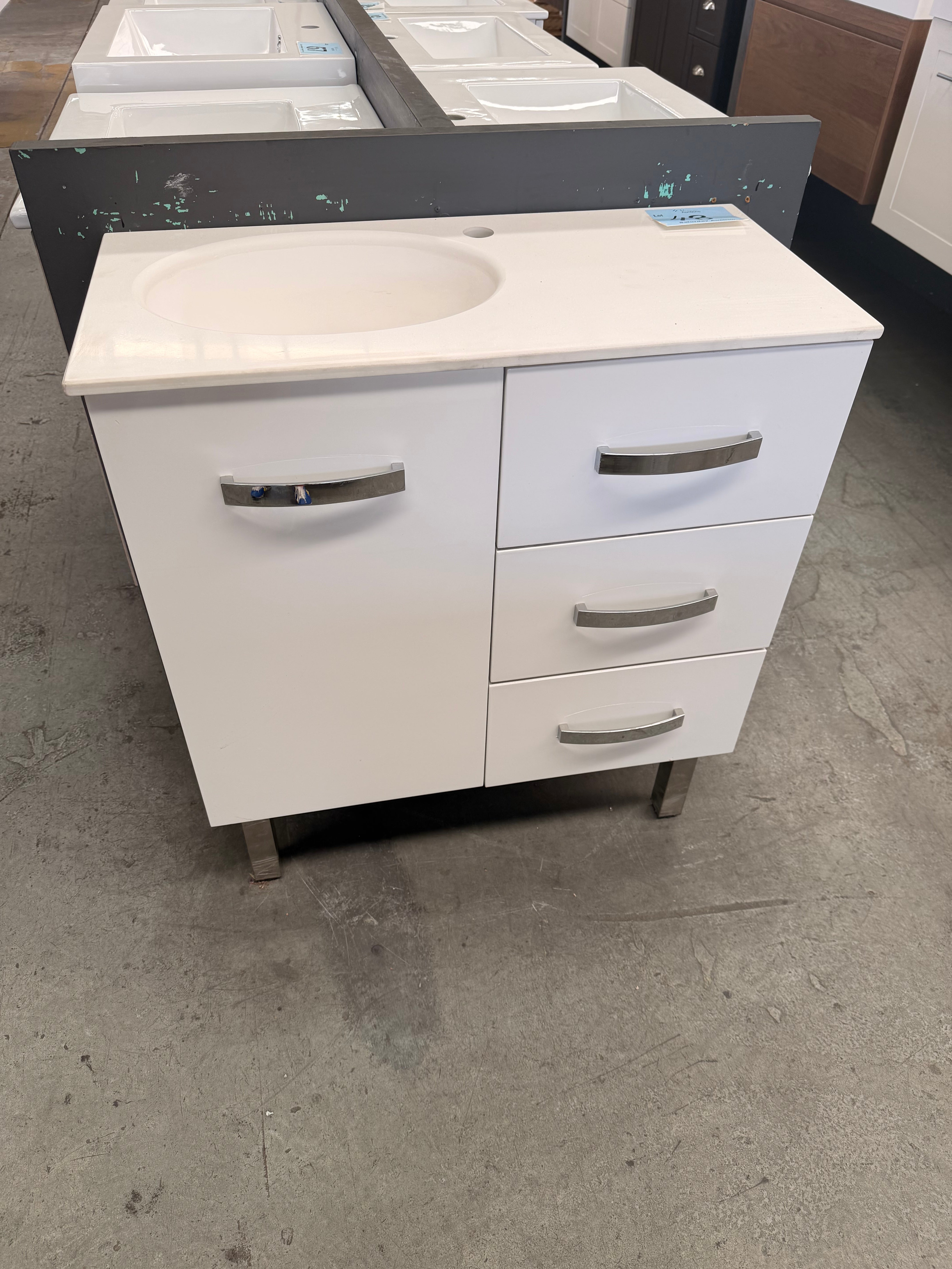 750mm Ricci white gloss ensuite vanity (Pick up only)