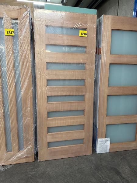 820x2040x40mm Maple Veneer frosted horizontal 8 lite entrance door (Pick up only)