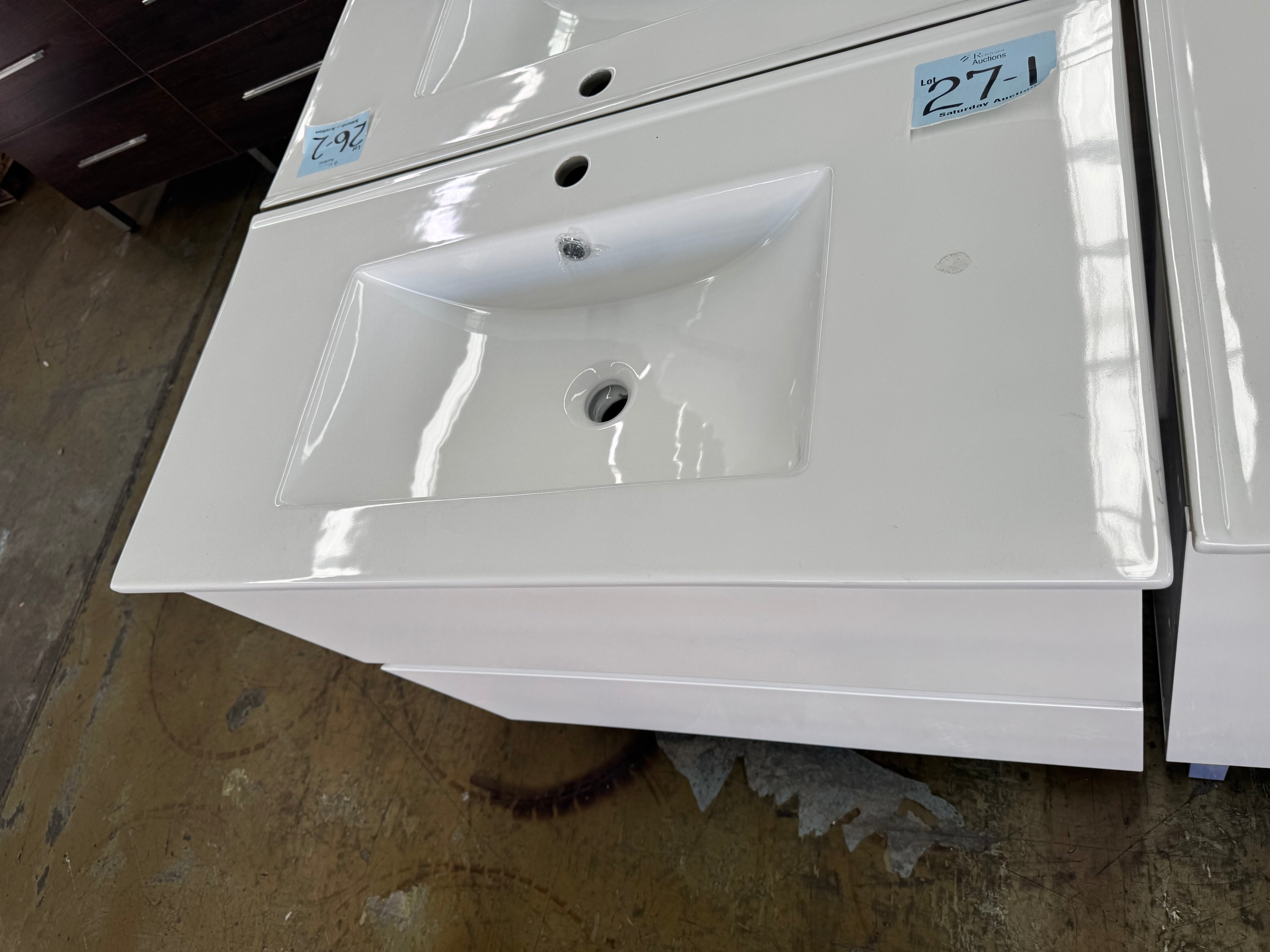 900mm Mirage white gloss 2 drawer freestanding vanity (Pick up only)
