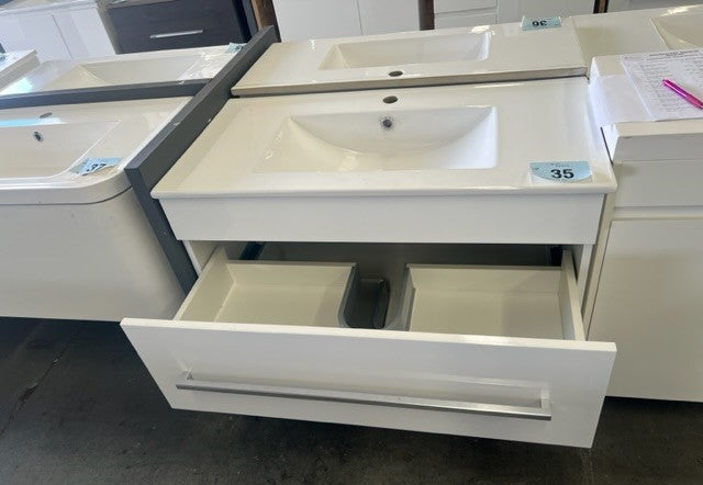 900mm White gloss Paris 2 drawer vanity (Pick up only)