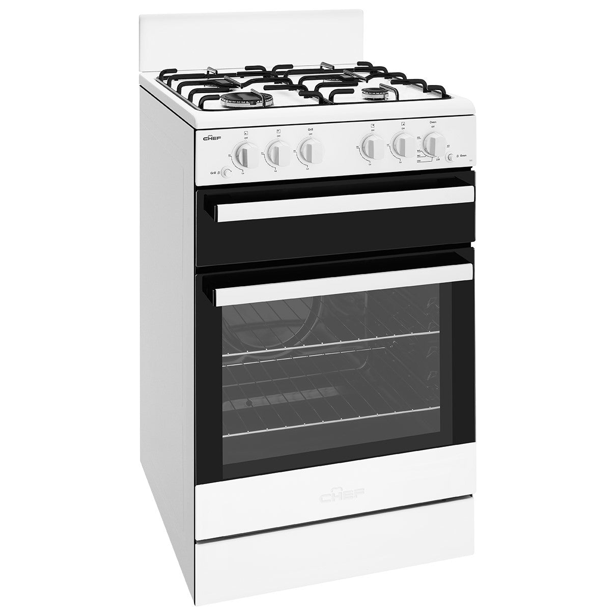 Chef White 540mm Natural Gas freestanding cooker CFG503WCH (Pick up only)