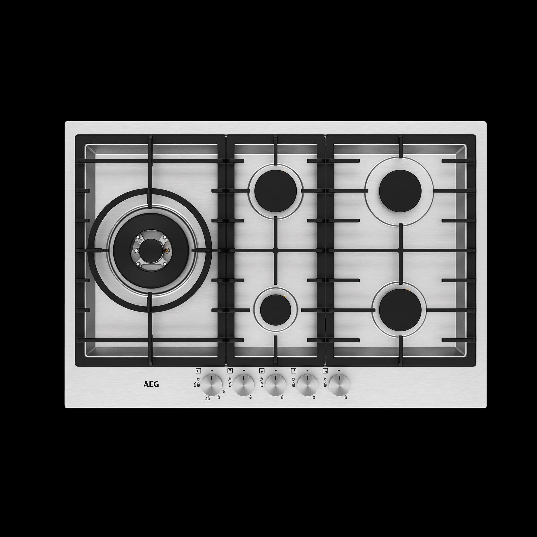 AEG 750mm 5 burner Natural Gas cooktop HG75FXB (Pick up only)