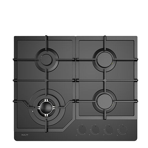 Inalto 600mm Black Glass 4 Burner Natural Gas Cooktop ICGG604W (Pick up only)