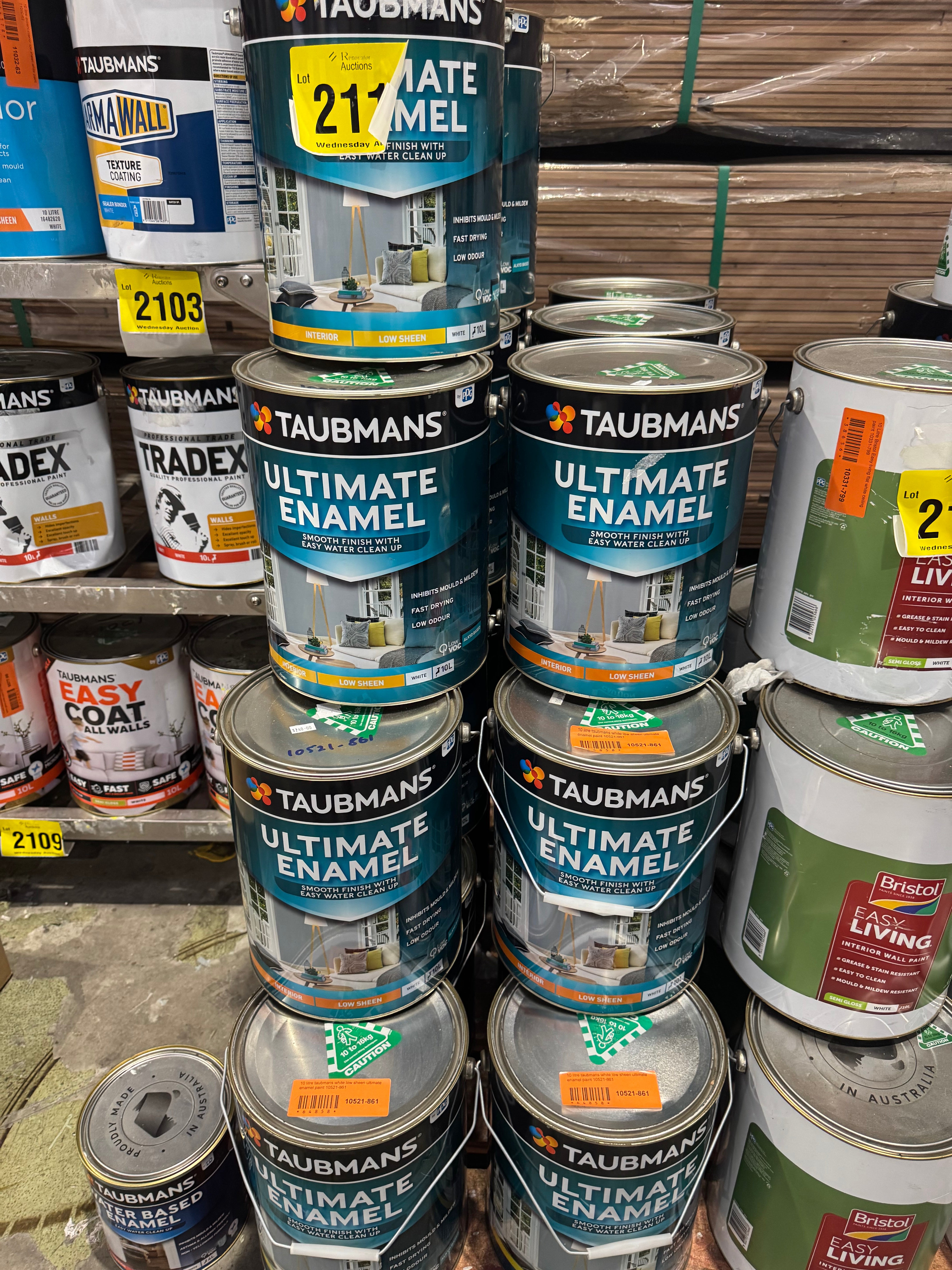 10 Litre Taubmans White Low Sheen Ultimate Enamel Paint (Pick up only)