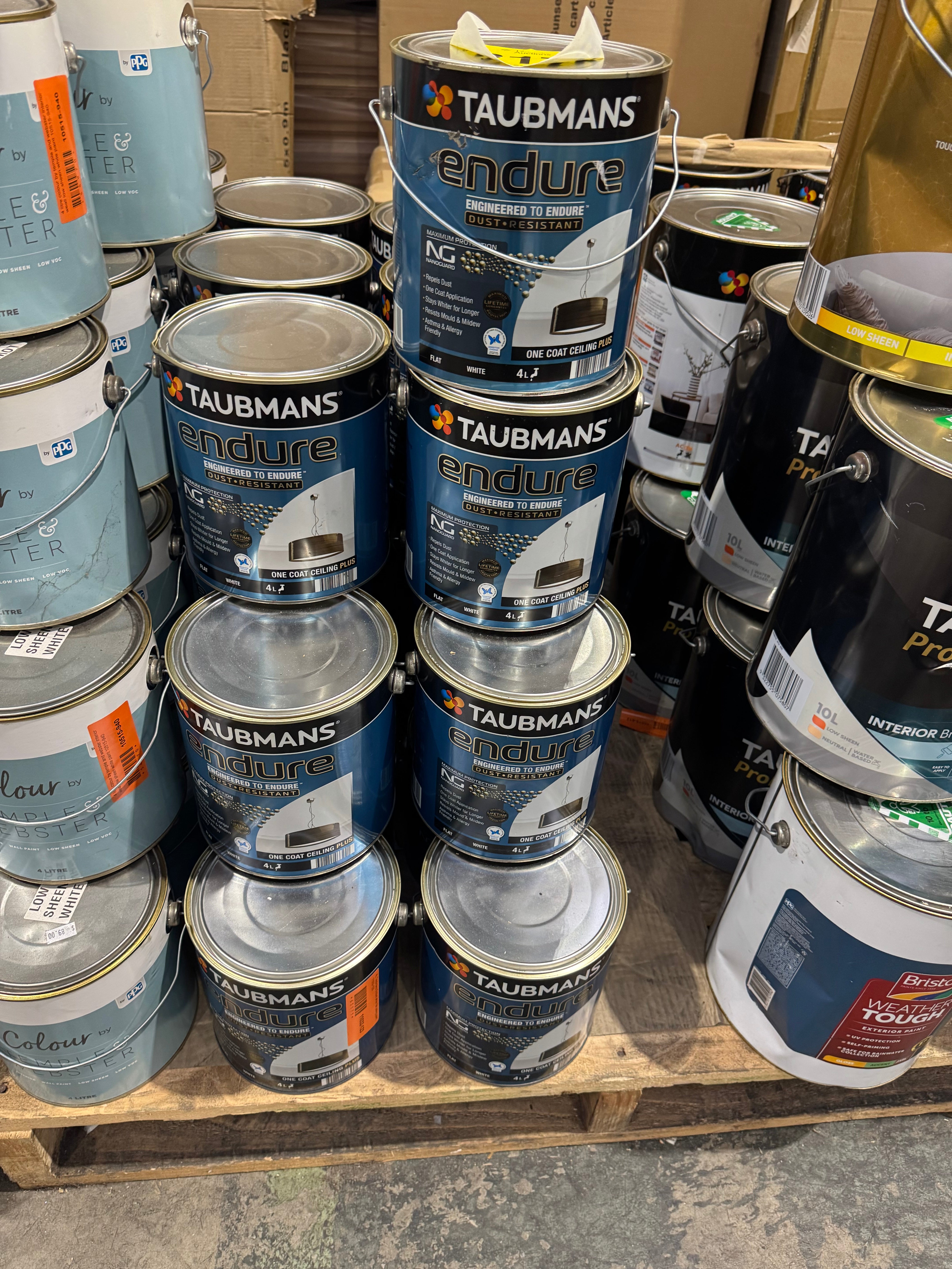 4 Litre Taubmans Endure Flat White Ceiling Paint (Pick up only)