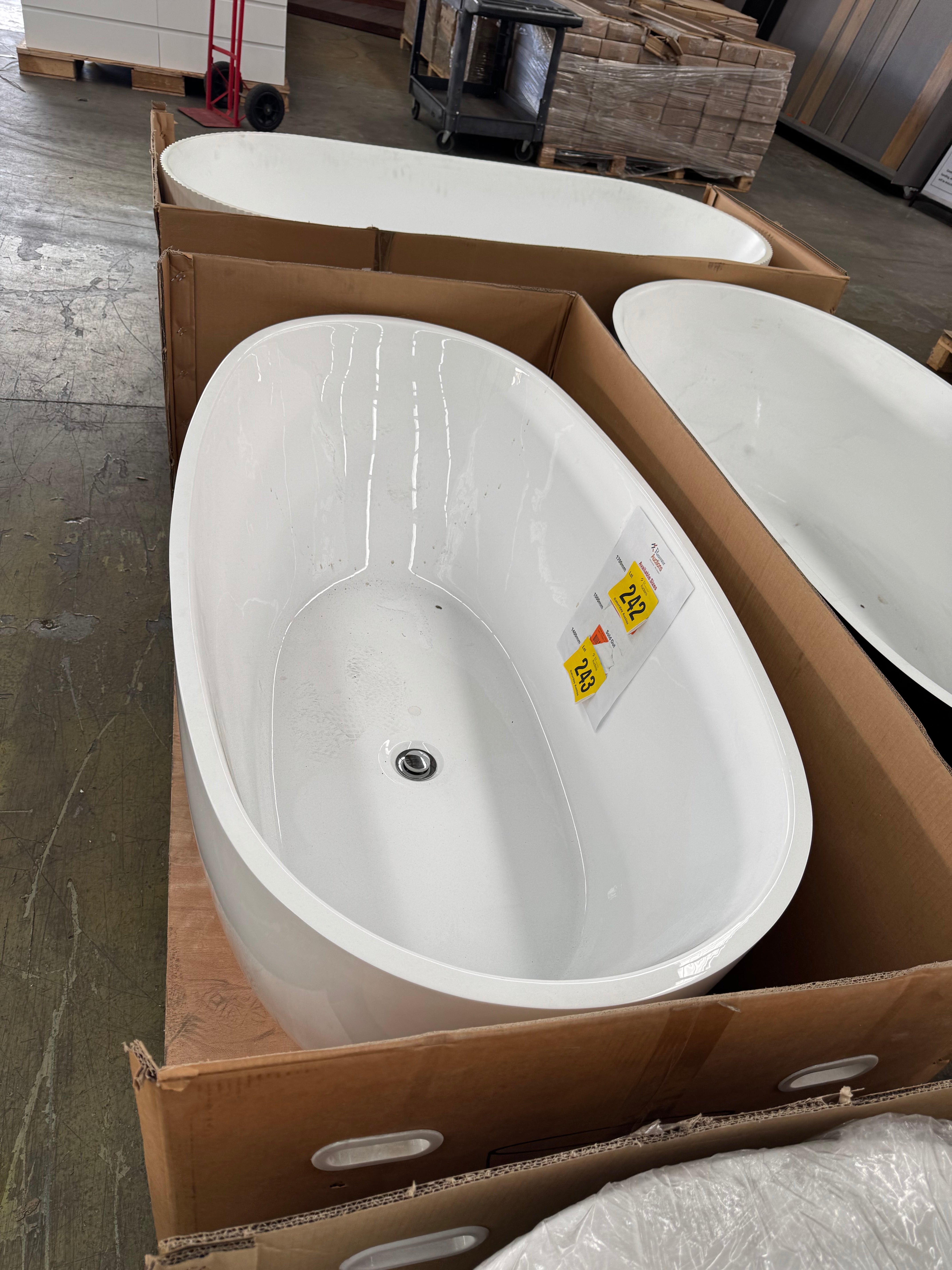 Matte White 1700x730mm Oval freestanding bath (Pick up only)