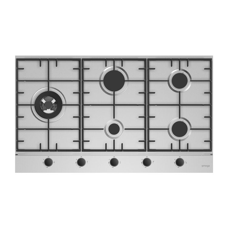 Omega 900mm Natural Gas 5 Burner Stainless Steel Cooktop OCG905WX (Pick up only)