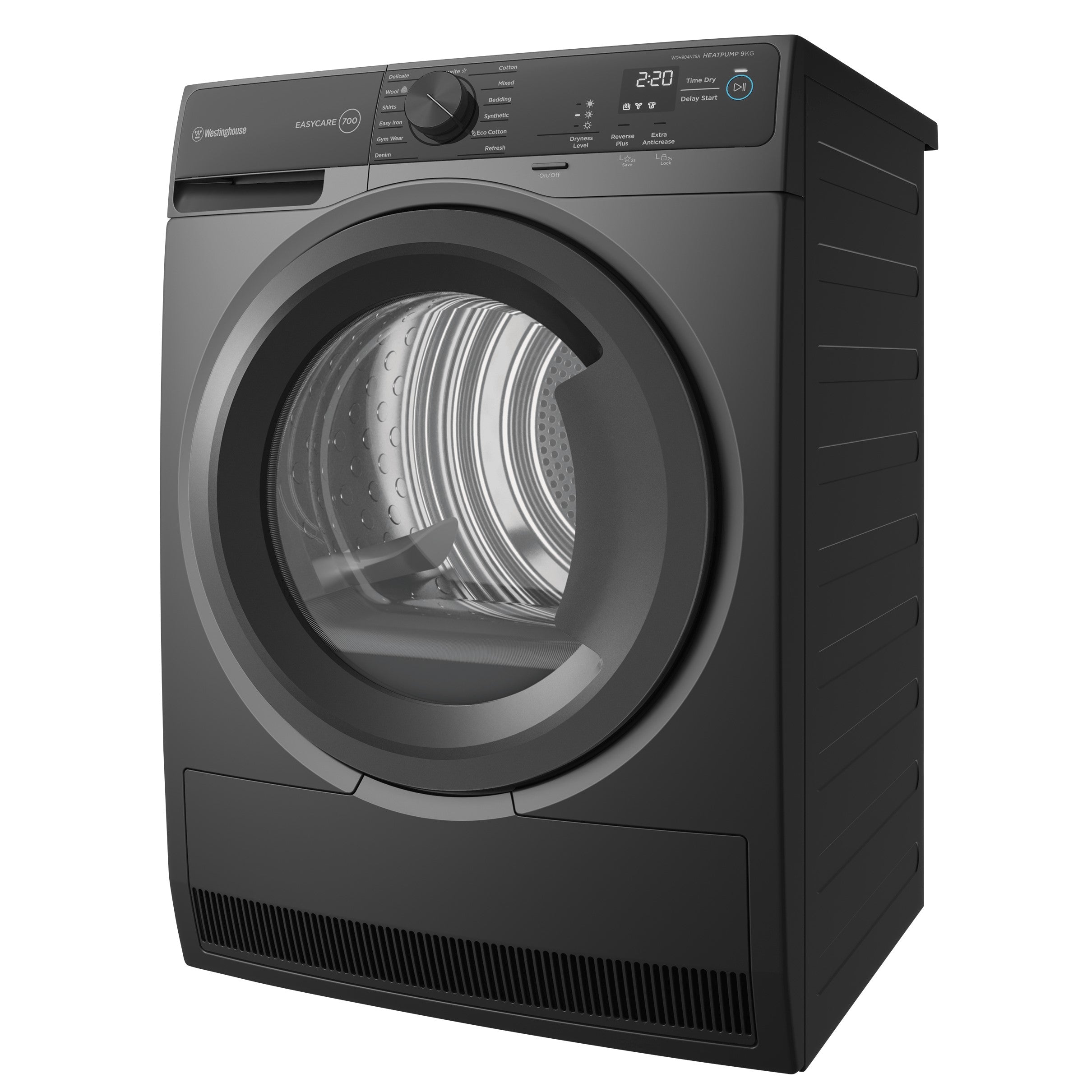 Westinghouse 9kg Dark Onyx EasyCare 700 series heat pump dryer WDH904N7SA (pick up only).