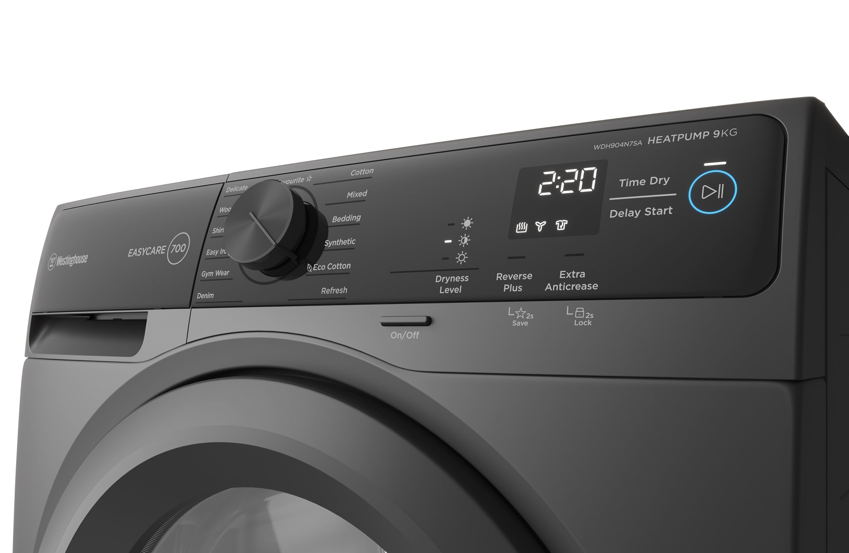 Westinghouse 9kg Dark Onyx EasyCare 700 series heat pump dryer WDH904N7SA (pick up only).