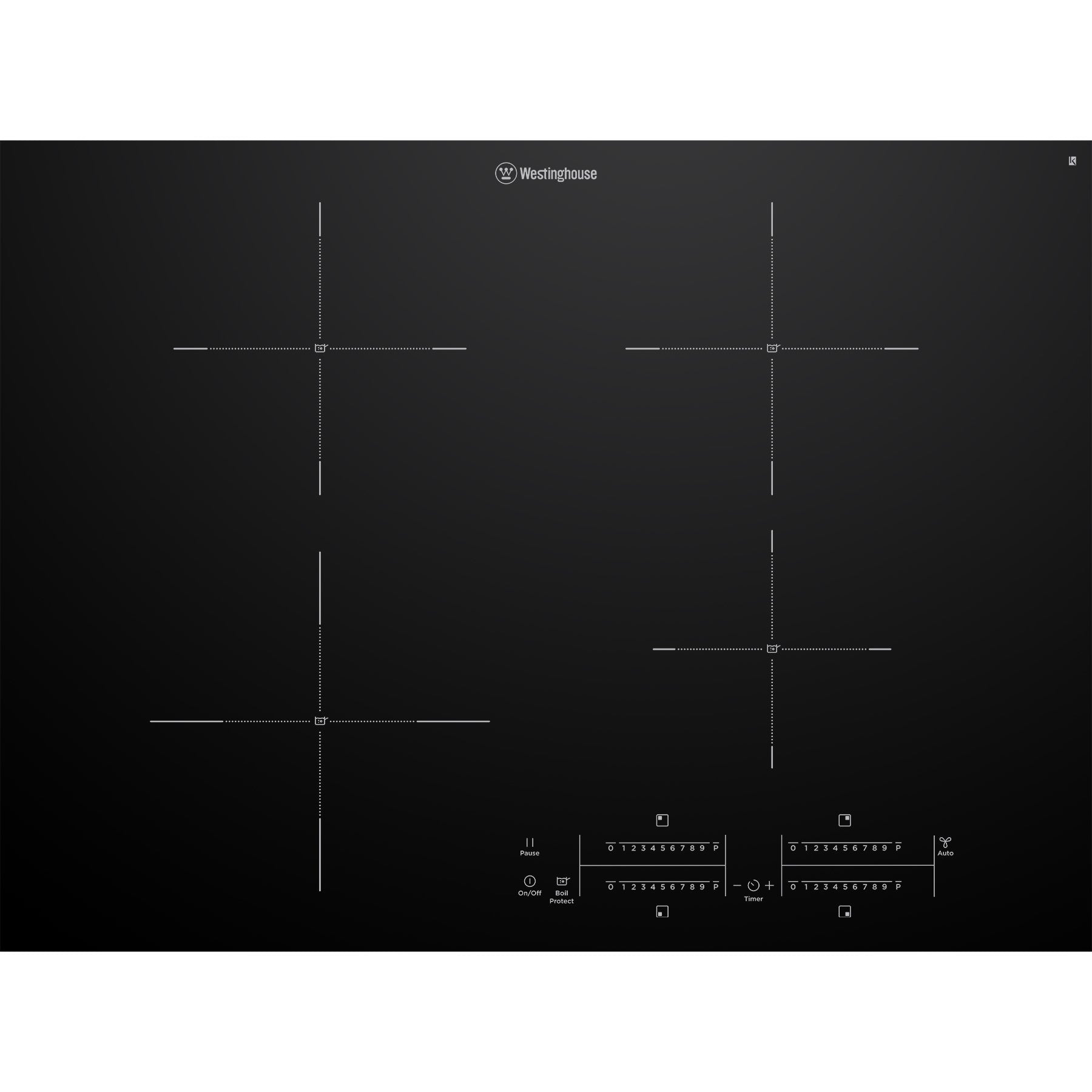 The Westinghouse 700mm 4 Zone Induction Cooktop WHI743BD (Pick up only)