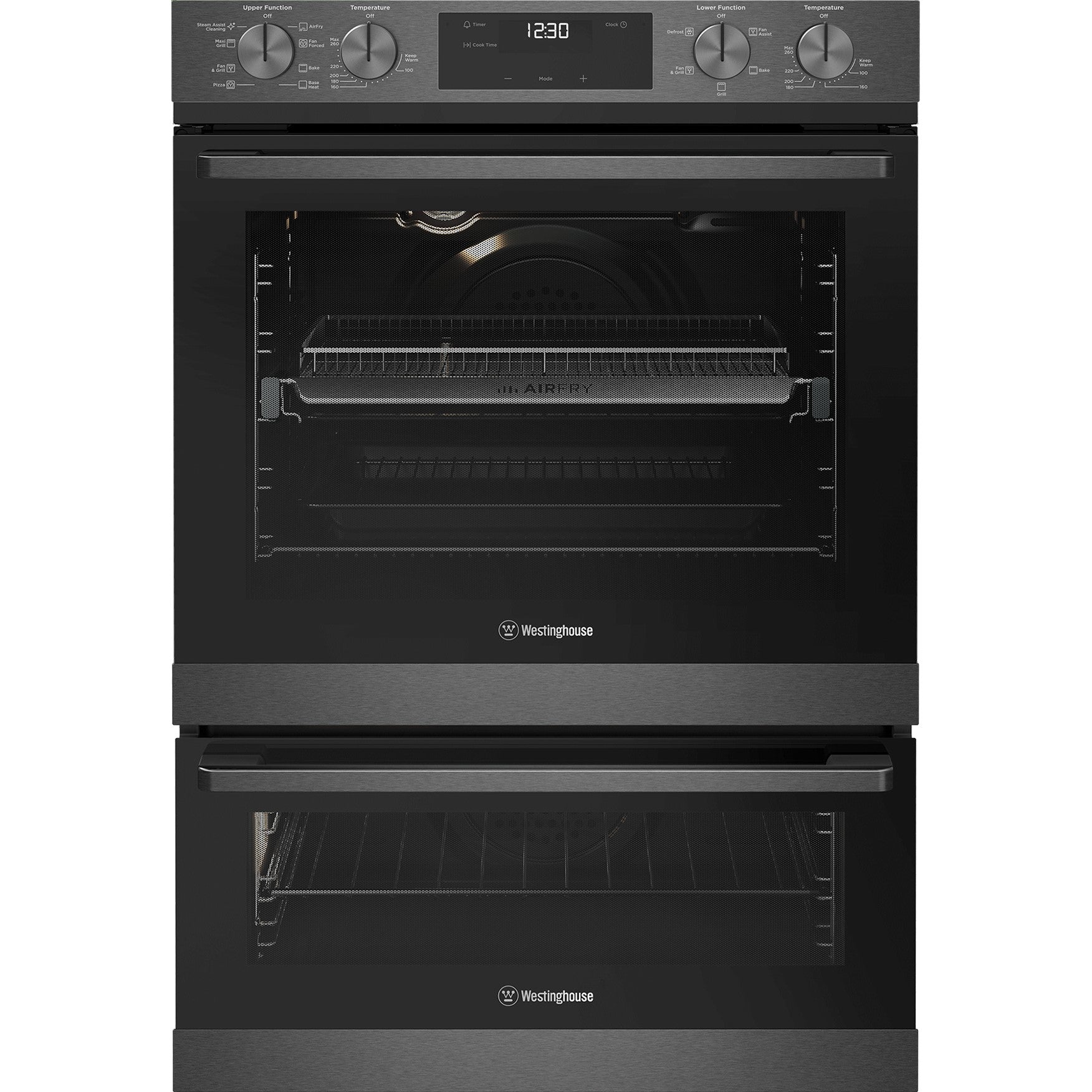 Westinghouse 600mm 8/5 Electric Duo Oven in dark stainless steel WVE6526DD (Pick up only)