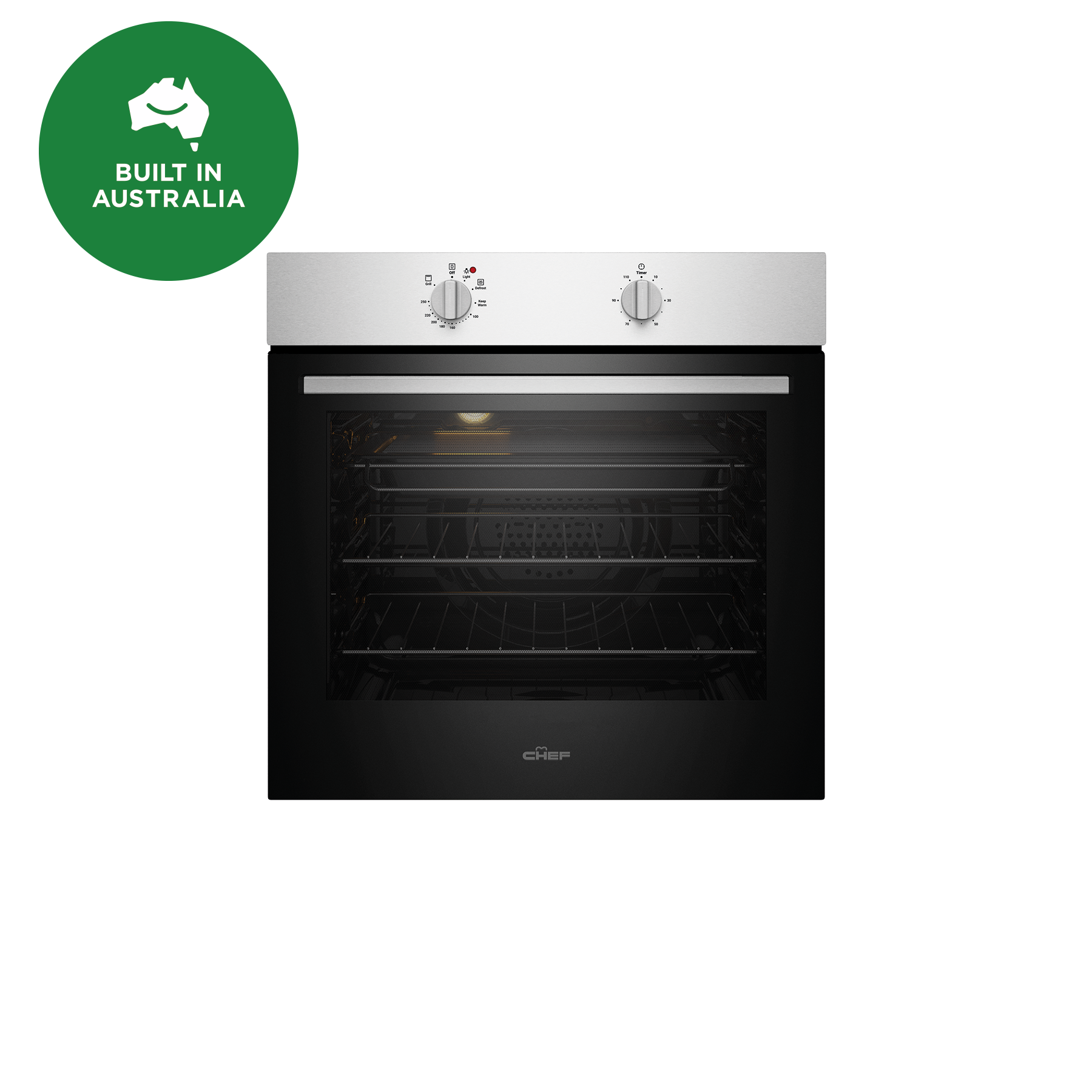 Chef 600mm multi-function stainless steel fan forced oven CVE612SB (Pick up only)