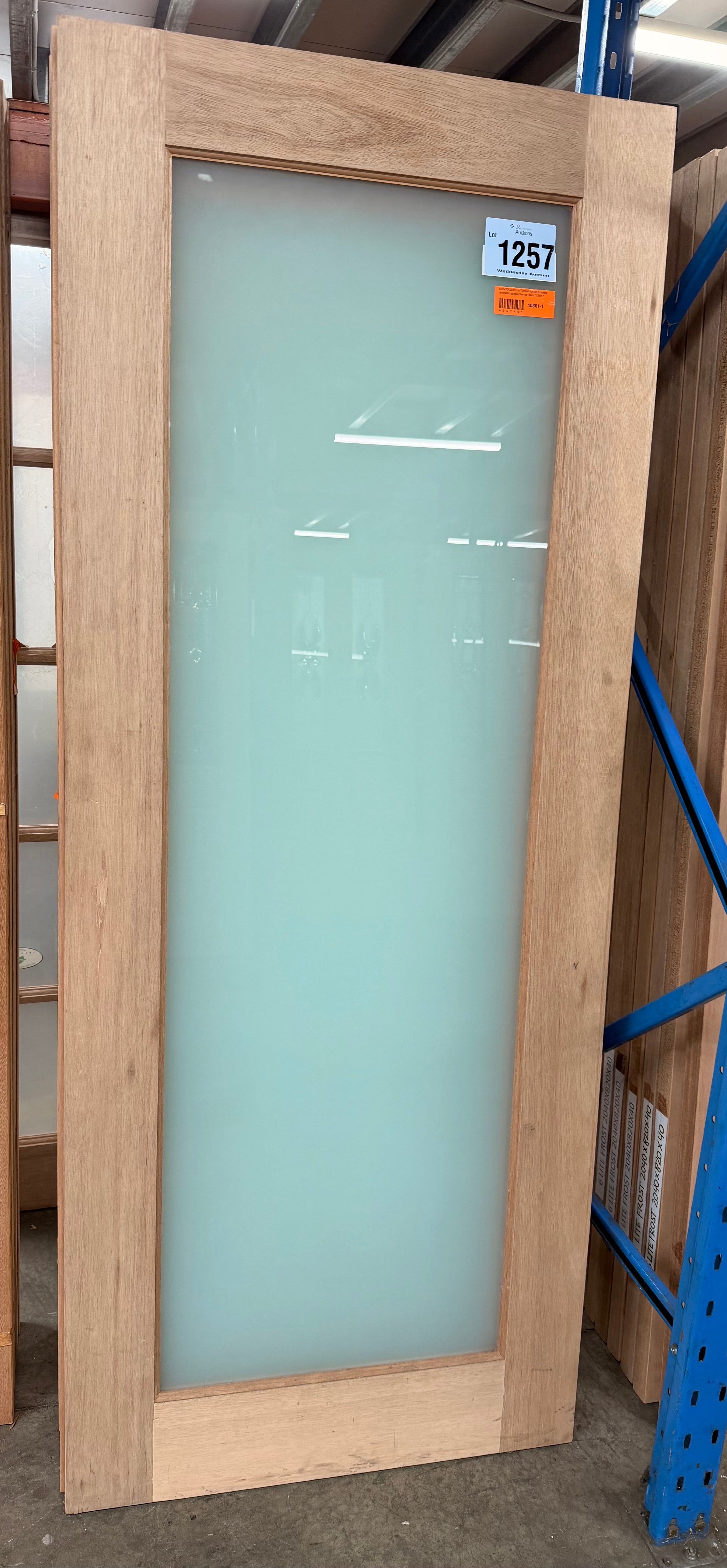 820x2040x35mm Timber Full Lite Frosted Laminated Glass Internal Door (Pick up only)