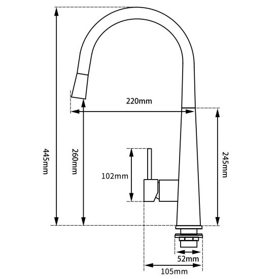 Matt Black Pull-out Kitchen Mixer OX1021 (Pick up only)