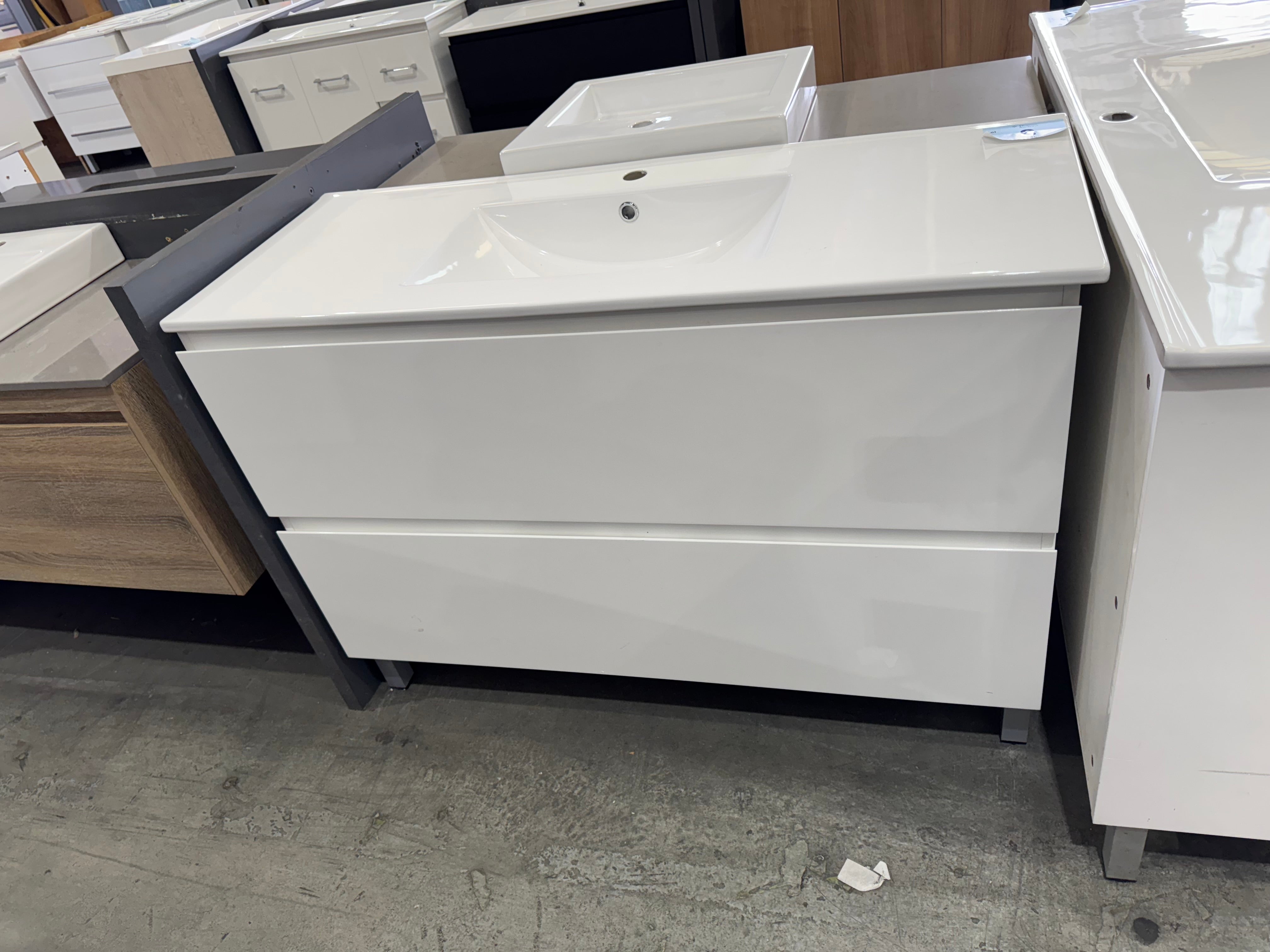 1200mm Mirage white gloss 2 drawer vanity (Pick up only)