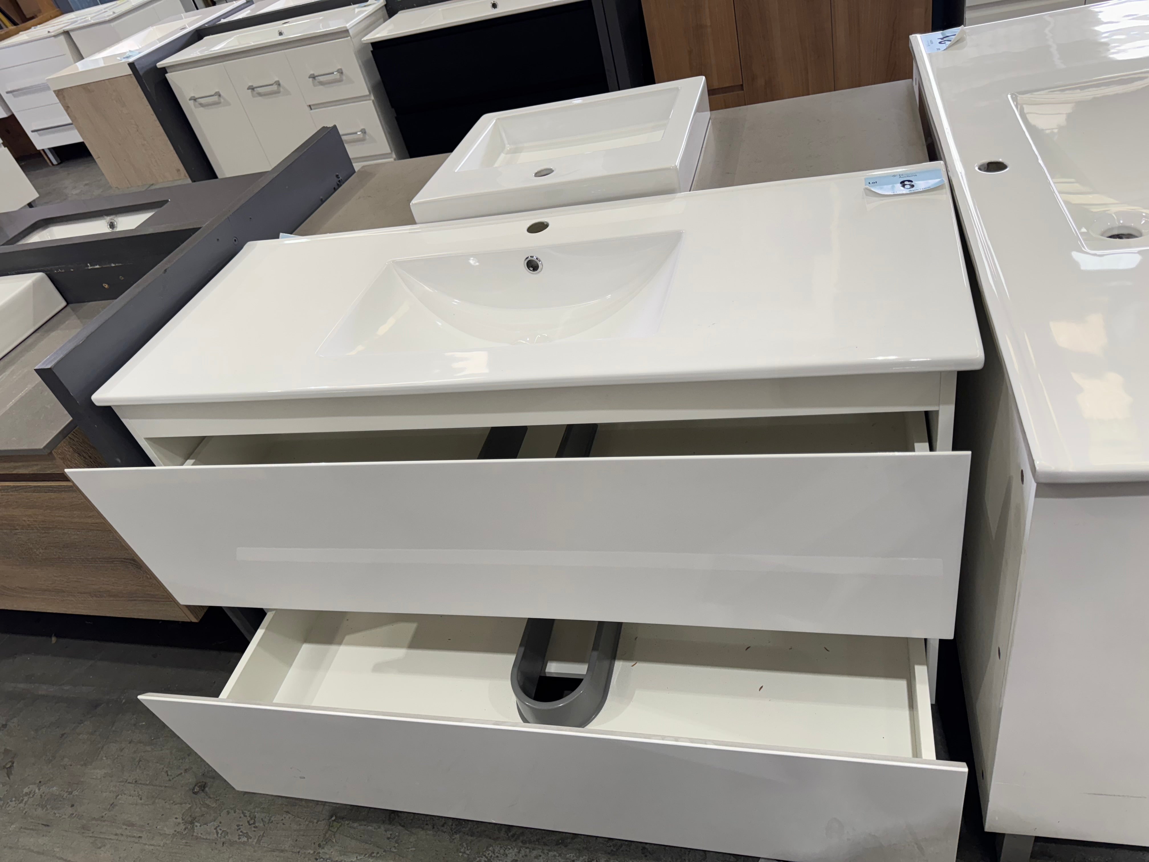 1200mm Mirage white gloss 2 drawer vanity (Pick up only)