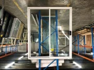 2135x2150mm White aluminium sliding door (Pick up only).