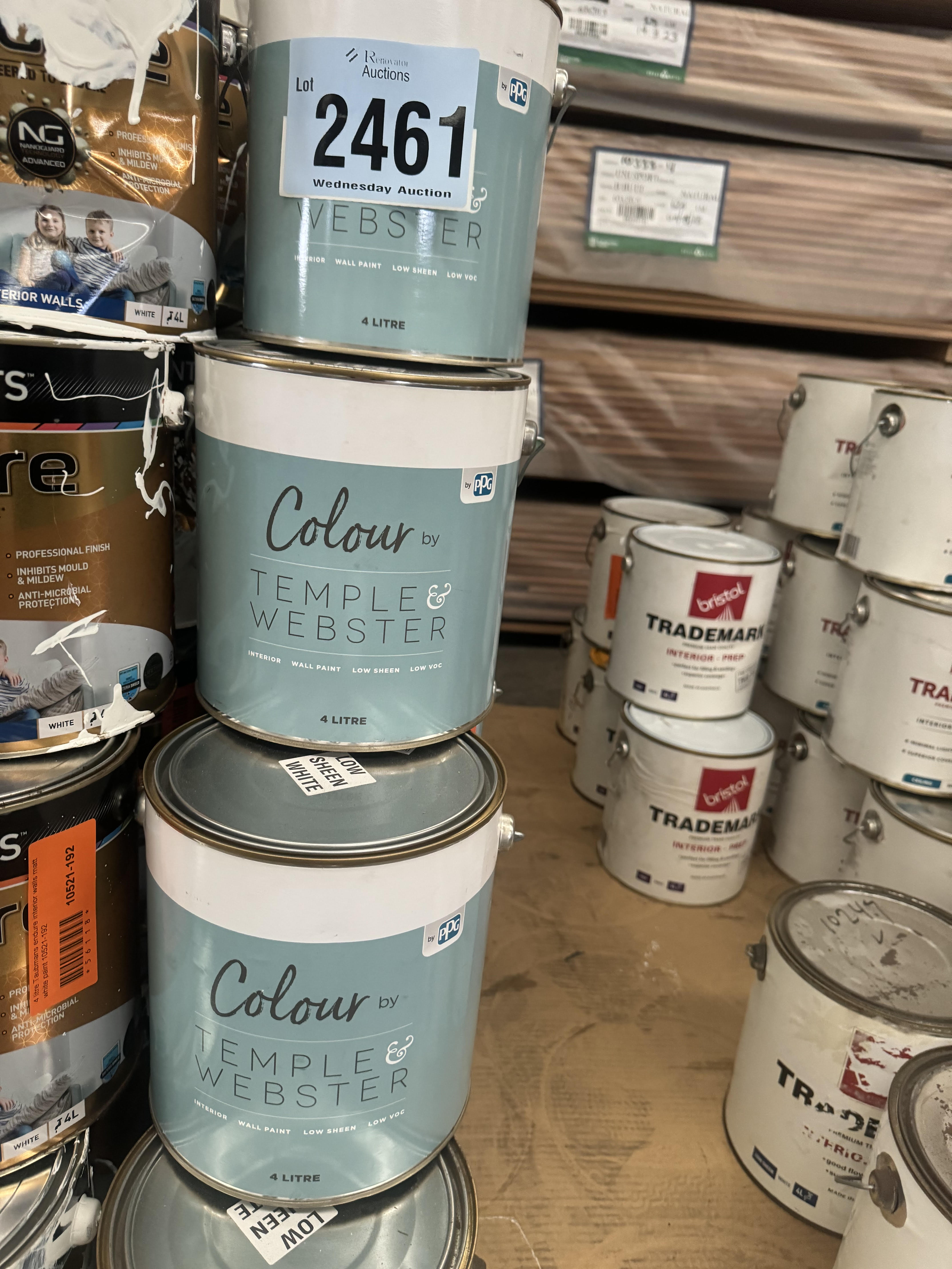 4 Litre Colour by Temple and Webster white low sheen interior wall paint (pick up only).