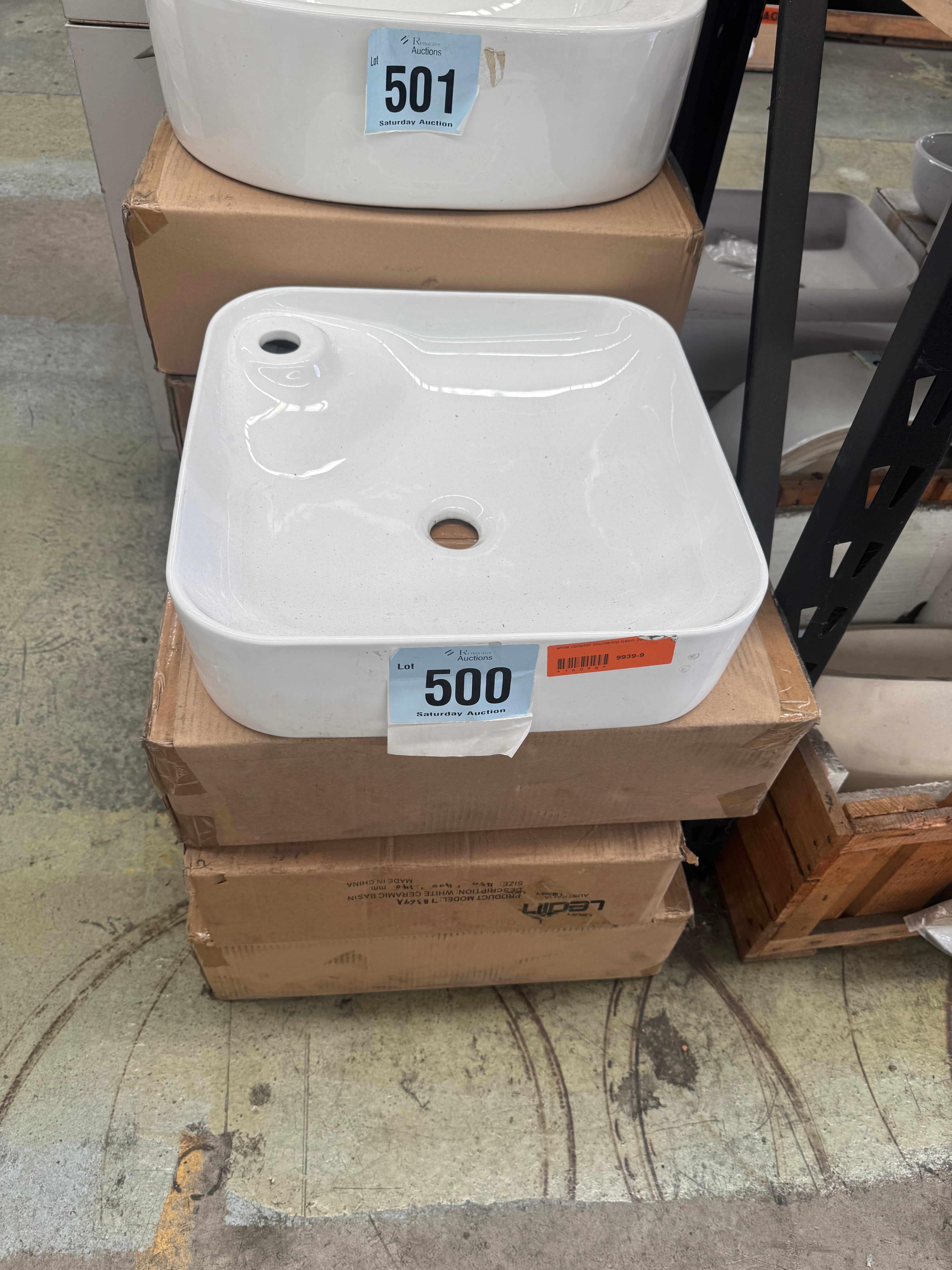 White Square Ceramic Countertop Basin (Pick up only).